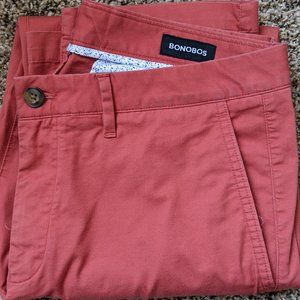 Bonobos Flat Front Pant, red, 33x32